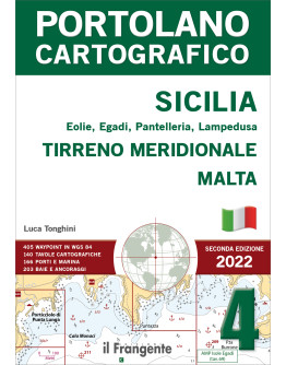 PORTOLANO CARTOGRAFICO 4  - Tirreno meridionale, Sicilia (Eolie,Egadi,Pantelleria,Lampedusa) , Malta