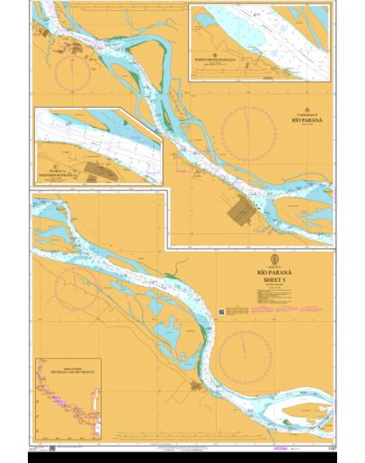 1327 - Argentina, Río Paraná, Sheet 5 - Plan A) Continuation of Río Paraná -Plan B) Puerto Bunge-Ramallo - Plan C) Puerto Ingeniero Buitrago											