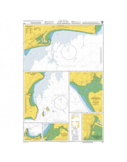 1512 - Wales - West Coast, Plans on the Lleyn Peninsula - Plan A) Pwllheli - Plan B) Saint Tudwal's Roads -Plan C) Approaches to Porthmadog -  Plan D) Porthmadog Harbour - Plan E) Mochras Lagoon - Plan F) Porth Dinllaen