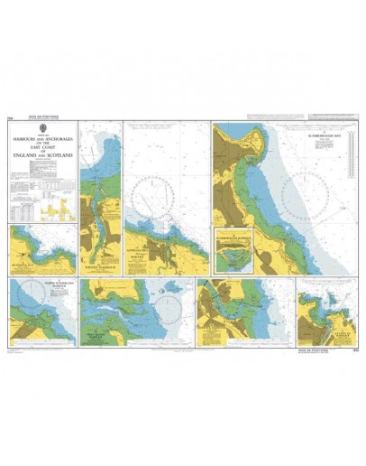 1612 - North Sea, Harbours and Anchorages on the East Coast of England and Scotland -Plan A) Scarborough Bay - Plan B) Scarborough Harbour - Plan C) Approaches to Whitby - Plan D) Whitby Harbour - Plan E) Runswick Bay 						