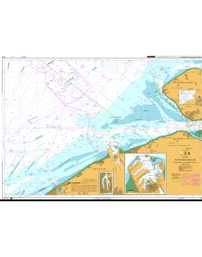 1874 - International Chart Series, North Sea, Westerschelde, Oostende to Westkapelle - Plan A) Brugge - Plan B) Zeebrugge Achterhaven - Plan C) Zeebrugge Voorhaven												