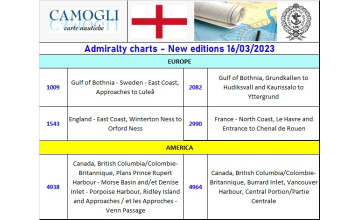 ADMIRALTY CHARTS NUOVE EDIZIONI 17/03/2023