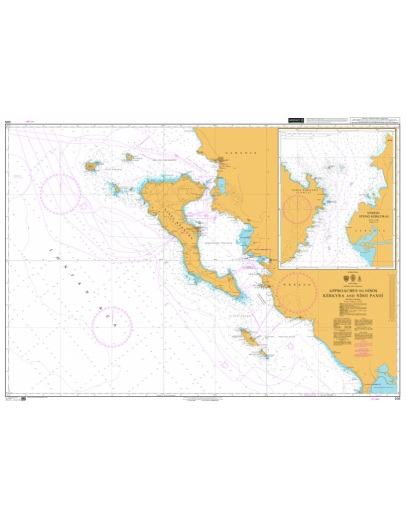 205 - International Chart Series, Greece and Albania, Approaches to Nísos Kérkyra and Nísoi Paxoí. Vóreio Stenó Kérkyras									