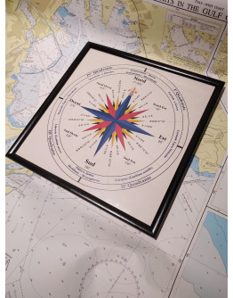 Wind Rose with wood frame "Mistral"