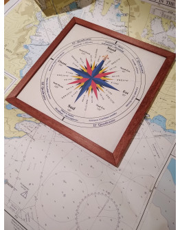 Winds Rose with wood frame "Grecale"