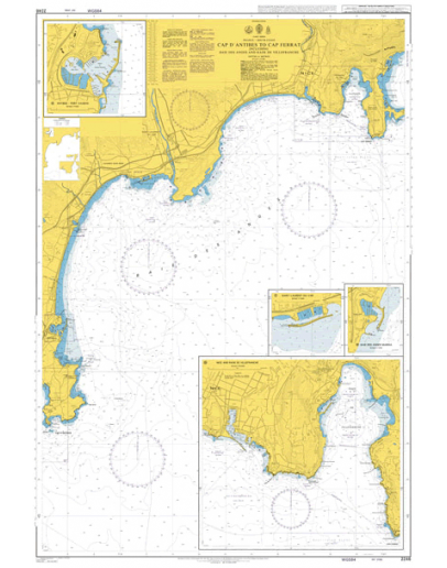 2246 - International Chart Series, France - South Coast, Cap d'Antibes to Cap Ferrat including Baie des Anges and Rade de Villefranche - Plan A) Antibes 			