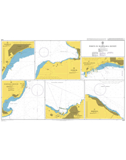 1006 - Turkey, Ports in Marmara Denizi  - Plan A) Tekirdağ - Plan B) Gemlik - Plan C) Ambarli Limani - Plan D) Marmara - Ereğlis - Plan E) Bandirma - Plan F) Approaches to Ambarli Limani		