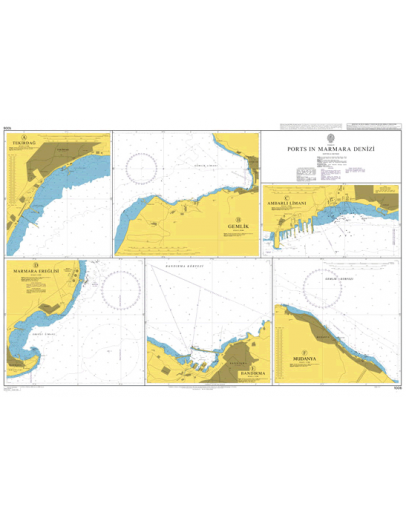 1006 - Turkey, Ports in Marmara Denizi  - Plan A) Tekirdağ - Plan B) Gemlik - Plan C) Ambarli Limani - Plan D) Marmara - Ereğlis - Plan E) Bandirma - Plan F) Approaches to Ambarli Limani					